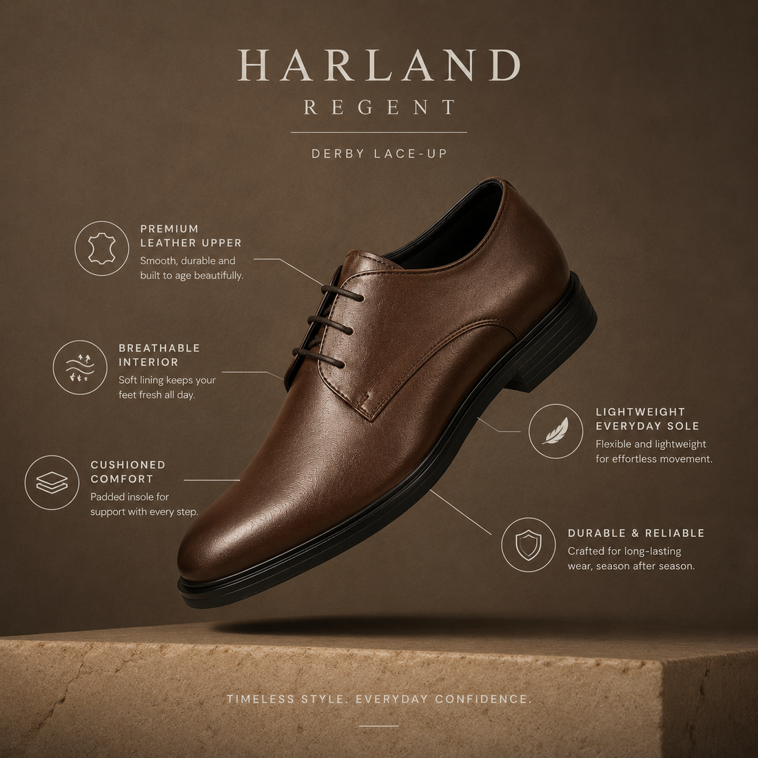 Harland Regent Derby Shoes – Leather