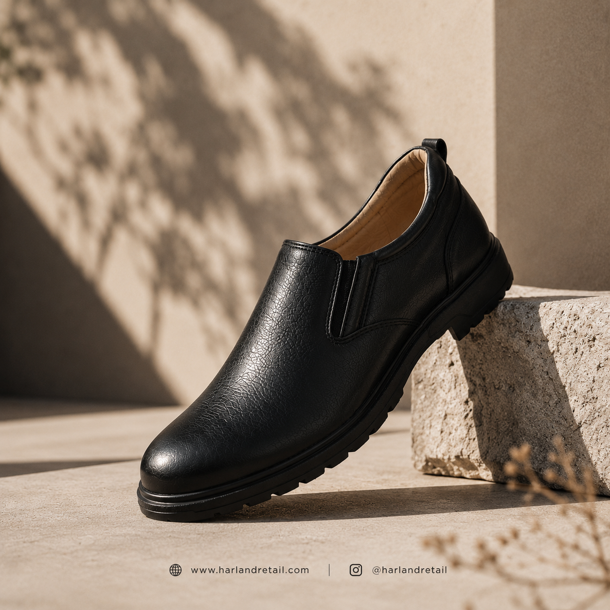 Harland Digger Leather Slip-On – Black