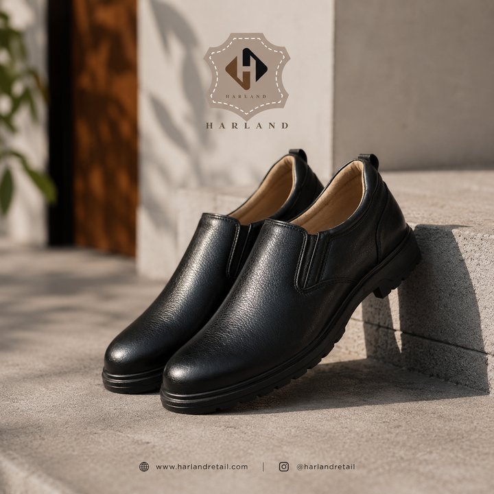 Harland Digger Leather Slip-On – Black